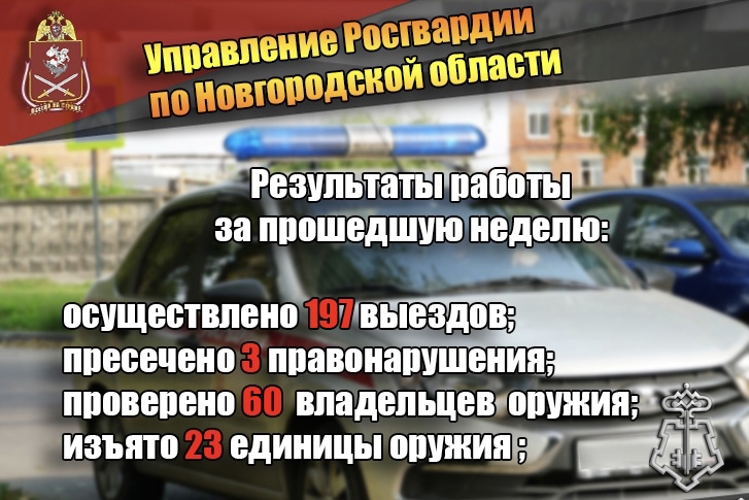 Новгородские росгвардейцы выполнили 197 выездов на охраняемые объекты по сигналу «тревога»